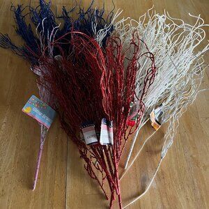 Glitter Branch Picks - 25 Pieces in Red, Blue, Silver & White Colors
